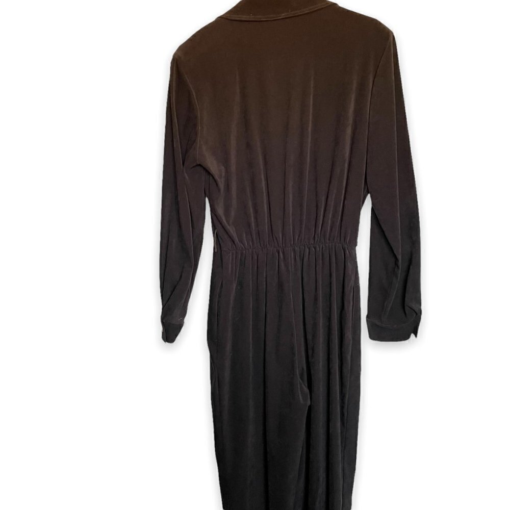 Joan Walters Vintage Jumpsuit Long Sleeve Brown Faux Suede Lined Women's Size 12 - Picture 3 of 9
